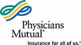 Physicians Mutual logo with a green and yellow abstract symbol above the company name, and the tagline Insurance for all of us.